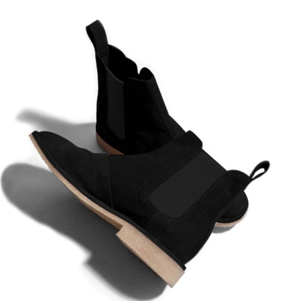 CIVIL REGIME  Men's Black Leather Crepe Sole Unit‎ Chelsea Boots